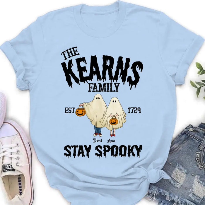 Custom Personalized Spooky Family T-shirt/ Long Sleeve/ Sweatshirt/ Hoodie - Gift Idea For Family/ Halloween - Parents/ Couple With Upto 3 Kids And 3 Dogs/Cats