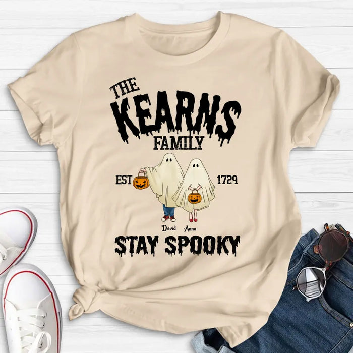 Custom Personalized Spooky Family T-shirt/ Long Sleeve/ Sweatshirt/ Hoodie - Gift Idea For Family/ Halloween - Parents/ Couple With Upto 3 Kids And 3 Dogs/Cats