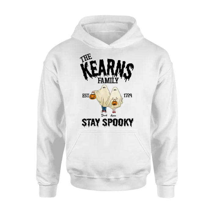 Custom Personalized Spooky Family T-shirt/ Long Sleeve/ Sweatshirt/ Hoodie - Gift Idea For Family/ Halloween - Parents/ Couple With Upto 3 Kids And 3 Dogs/Cats