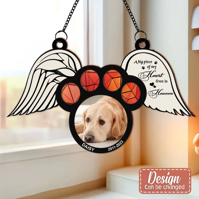 Custom Personalized Dog Paw Hanging Suncatcher Ornament - Memorial Gift Idea For Dog Lover - The Moment Your Heart Stopped Mine Changed Forever