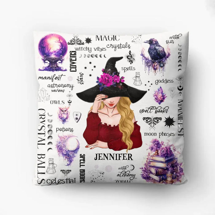 Custom Personalized Witch Pillow Cover - Gift Idea For Halloween/ Witch - Crystal Balls