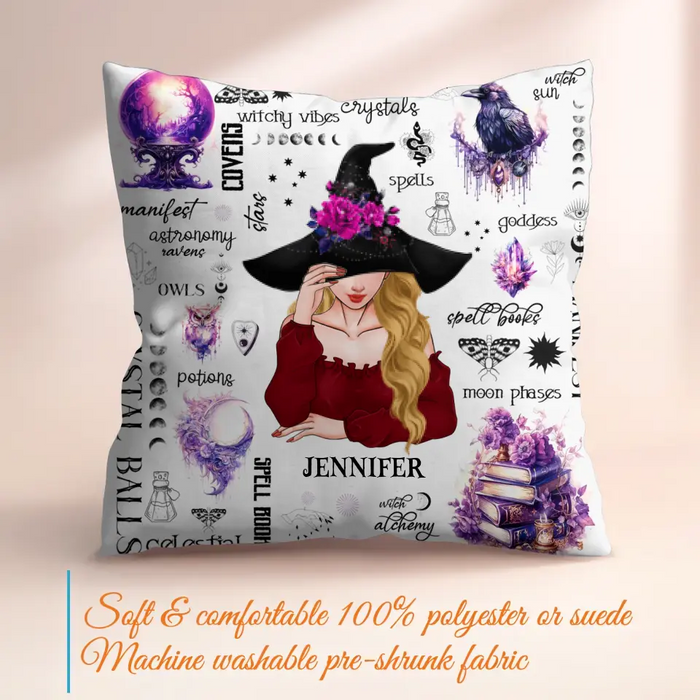 Custom Personalized Witch Pillow Cover - Gift Idea For Halloween/ Witch - Crystal Balls