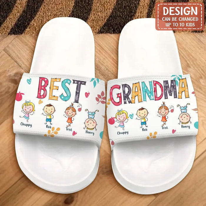 Custom Personalized Best Grandma Women's Sandals - Upto 10 Kids - Gift Idea To Grandma/ Mom