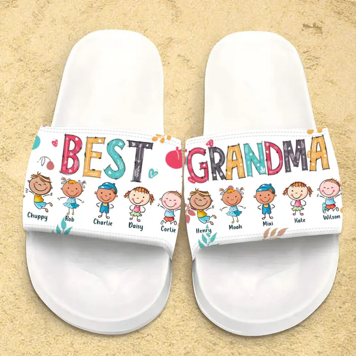 Custom Personalized Best Grandma Women's Sandals - Upto 10 Kids - Gift Idea To Grandma/ Mom