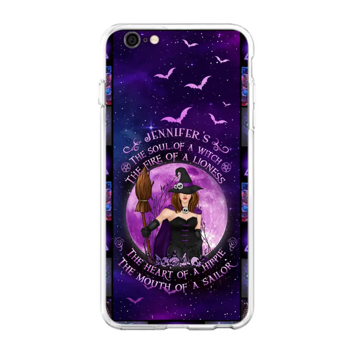 Custom Personalized Witch Purple Phone Case - Halloween Gift Idea - The Soul Of A Witch The Fire Of A Lioness - Case for iPhone/ Samsung