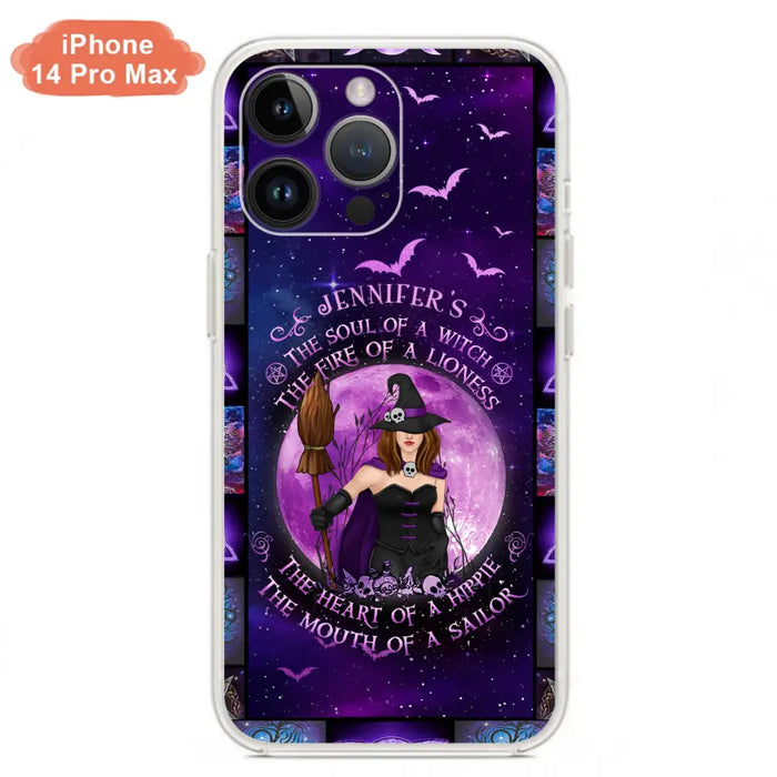 Custom Personalized Witch Purple Phone Case - Halloween Gift Idea - The Soul Of A Witch The Fire Of A Lioness - Case for iPhone/ Samsung