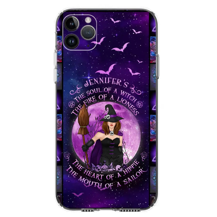 Custom Personalized Witch Purple Phone Case - Halloween Gift Idea - The Soul Of A Witch The Fire Of A Lioness - Case for iPhone/ Samsung