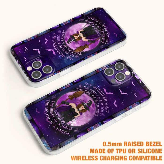 Custom Personalized Witch Purple Phone Case - Halloween Gift Idea - The Soul Of A Witch The Fire Of A Lioness - Case for iPhone/ Samsung