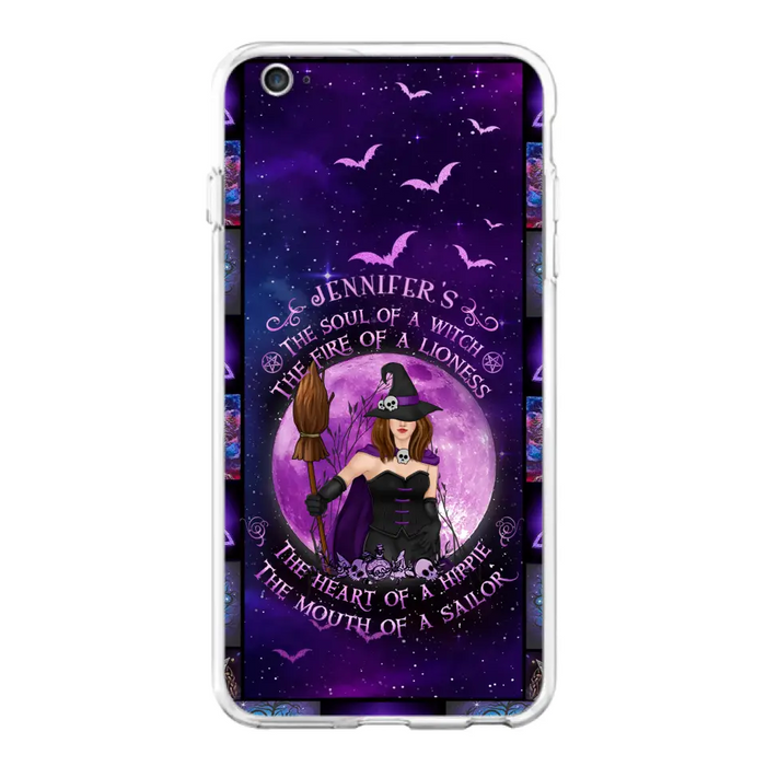 Custom Personalized Witch Purple Phone Case - Halloween Gift Idea - The Soul Of A Witch The Fire Of A Lioness - Case for iPhone/ Samsung