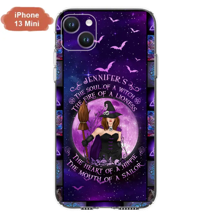 Custom Personalized Witch Purple Phone Case - Halloween Gift Idea - The Soul Of A Witch The Fire Of A Lioness - Case for iPhone/ Samsung