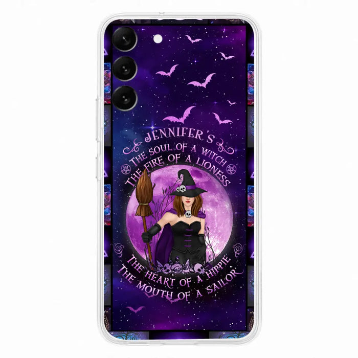 Custom Personalized Witch Purple Phone Case - Halloween Gift Idea - The Soul Of A Witch The Fire Of A Lioness - Case for iPhone/ Samsung