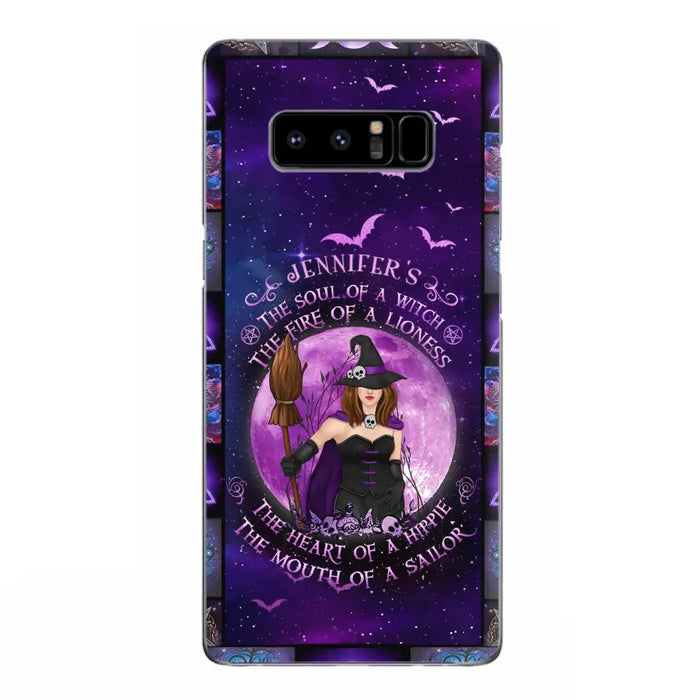 Custom Personalized Witch Purple Phone Case - Halloween Gift Idea - The Soul Of A Witch The Fire Of A Lioness - Case for iPhone/ Samsung