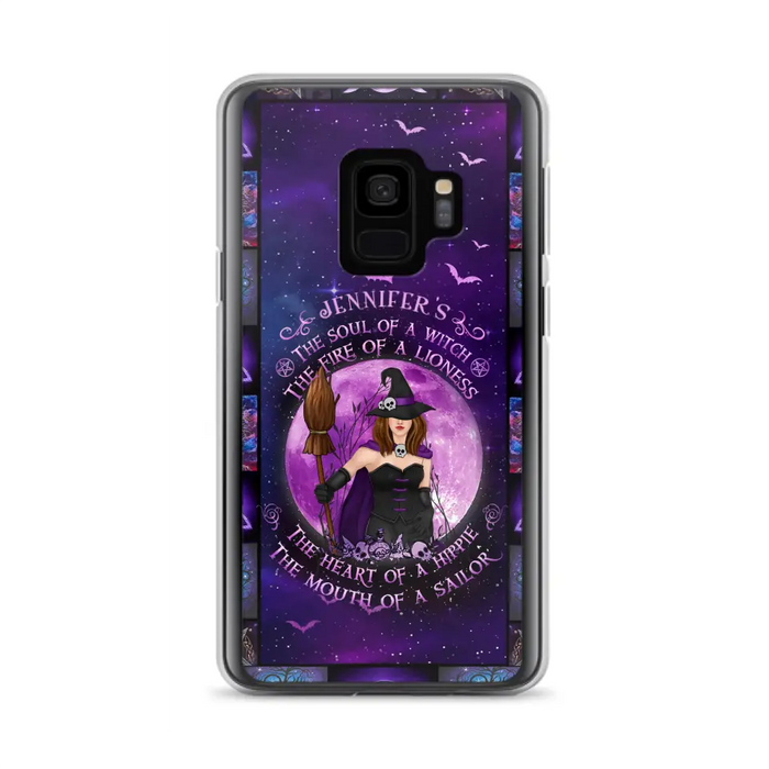 Custom Personalized Witch Purple Phone Case - Halloween Gift Idea - The Soul Of A Witch The Fire Of A Lioness - Case for iPhone/ Samsung