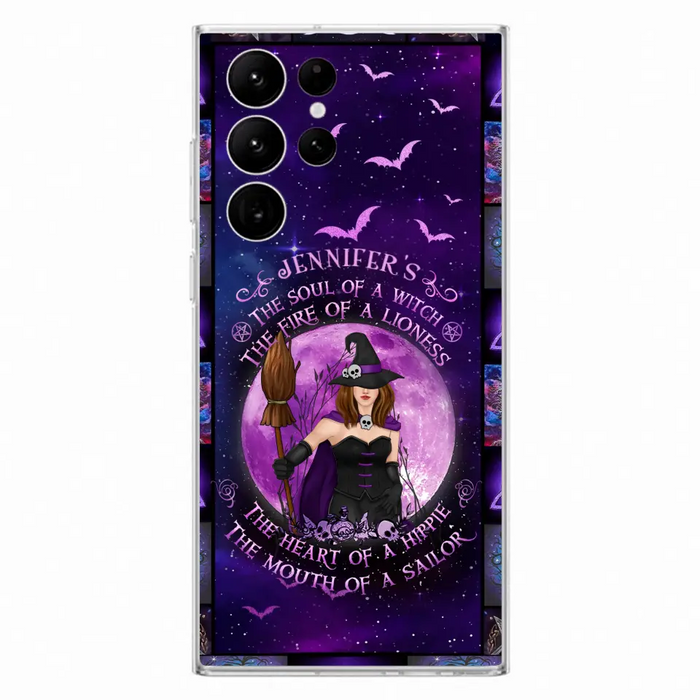 Custom Personalized Witch Purple Phone Case - Halloween Gift Idea - The Soul Of A Witch The Fire Of A Lioness - Case for iPhone/ Samsung