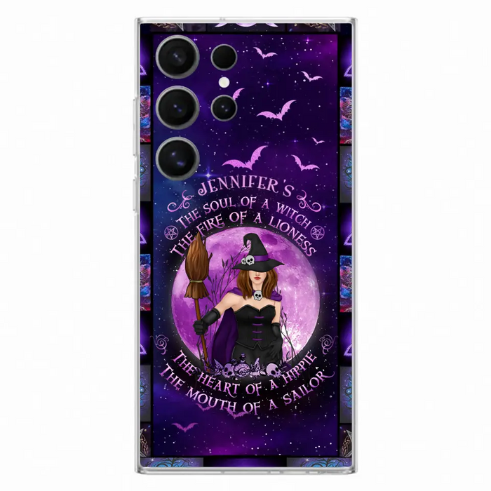 Custom Personalized Witch Purple Phone Case - Halloween Gift Idea - The Soul Of A Witch The Fire Of A Lioness - Case for iPhone/ Samsung