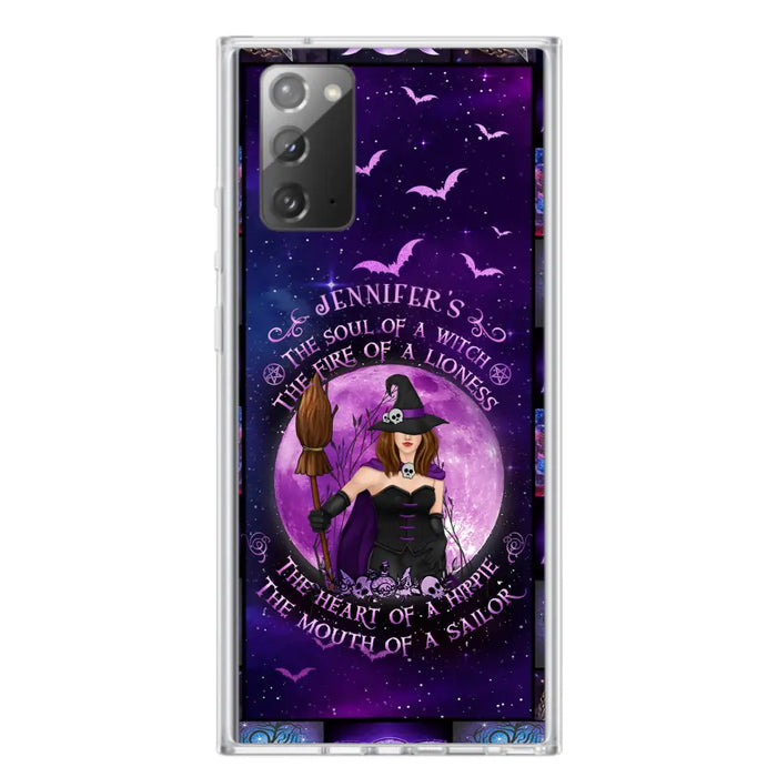 Custom Personalized Witch Purple Phone Case - Halloween Gift Idea - The Soul Of A Witch The Fire Of A Lioness - Case for iPhone/ Samsung