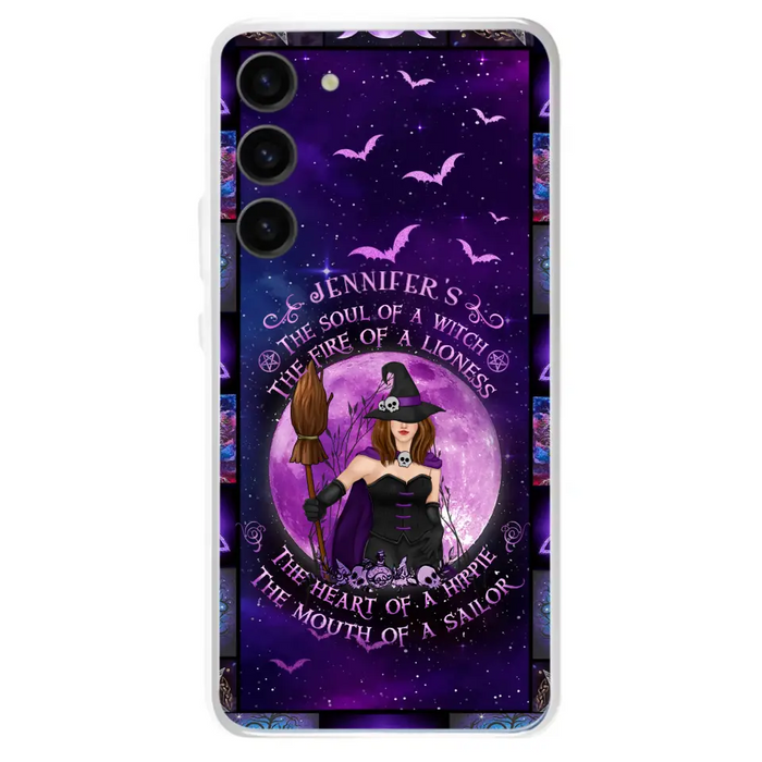 Custom Personalized Witch Purple Phone Case - Halloween Gift Idea - The Soul Of A Witch The Fire Of A Lioness - Case for iPhone/ Samsung