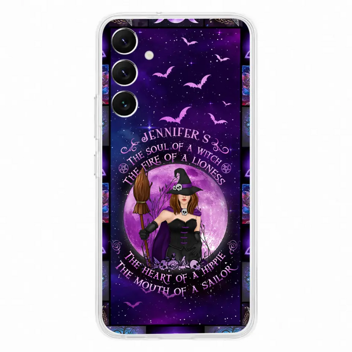 Custom Personalized Witch Purple Phone Case - Halloween Gift Idea - The Soul Of A Witch The Fire Of A Lioness - Case for iPhone/ Samsung