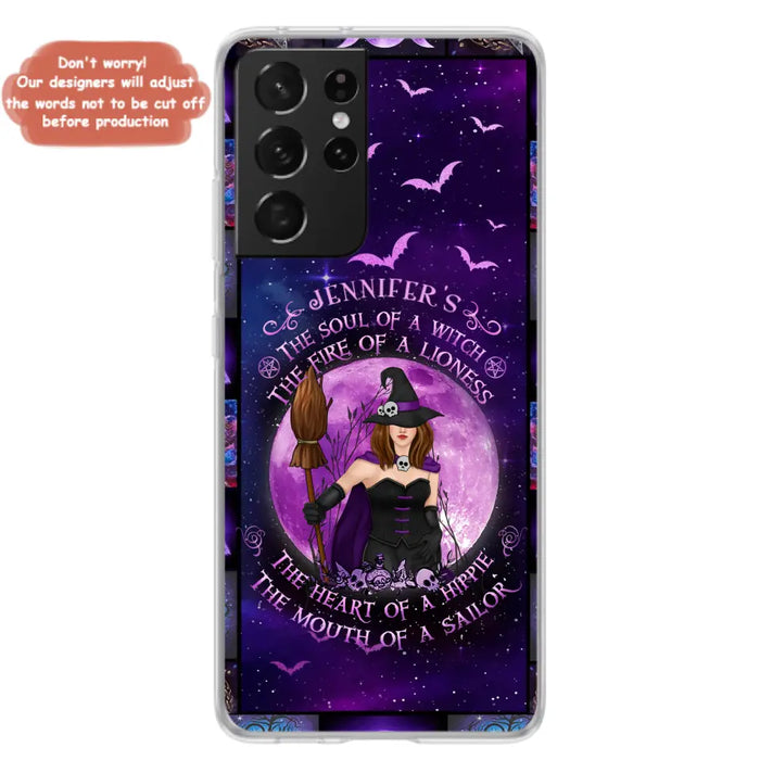 Custom Personalized Witch Purple Phone Case - Halloween Gift Idea - The Soul Of A Witch The Fire Of A Lioness - Case for iPhone/ Samsung