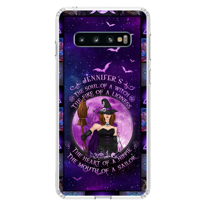 Custom Personalized Witch Purple Phone Case - Halloween Gift Idea - The Soul Of A Witch The Fire Of A Lioness - Case for iPhone/ Samsung