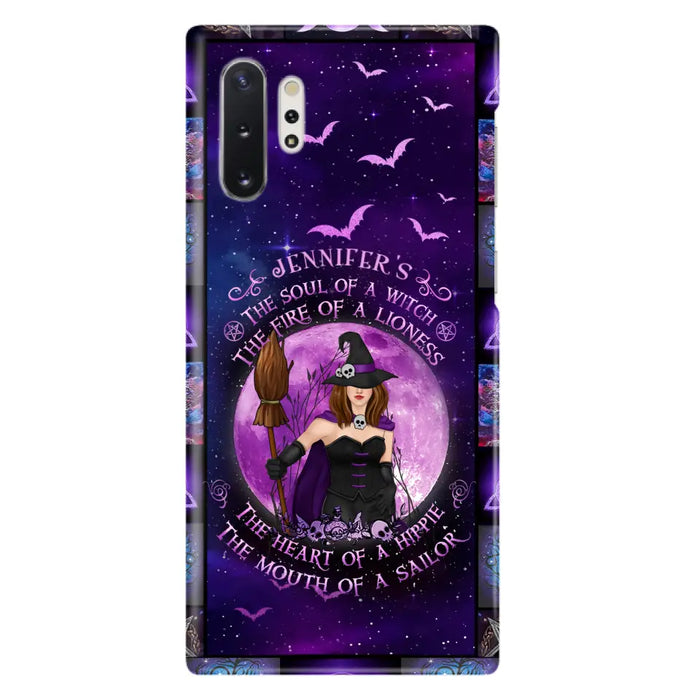 Custom Personalized Witch Purple Phone Case - Halloween Gift Idea - The Soul Of A Witch The Fire Of A Lioness - Case for iPhone/ Samsung