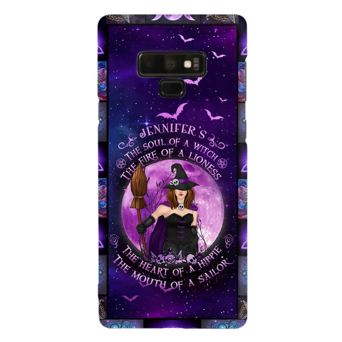 Custom Personalized Witch Purple Phone Case - Halloween Gift Idea - The Soul Of A Witch The Fire Of A Lioness - Case for iPhone/ Samsung