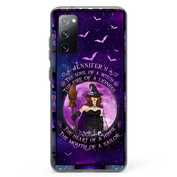 Custom Personalized Witch Purple Phone Case - Halloween Gift Idea - The Soul Of A Witch The Fire Of A Lioness - Case for iPhone/ Samsung