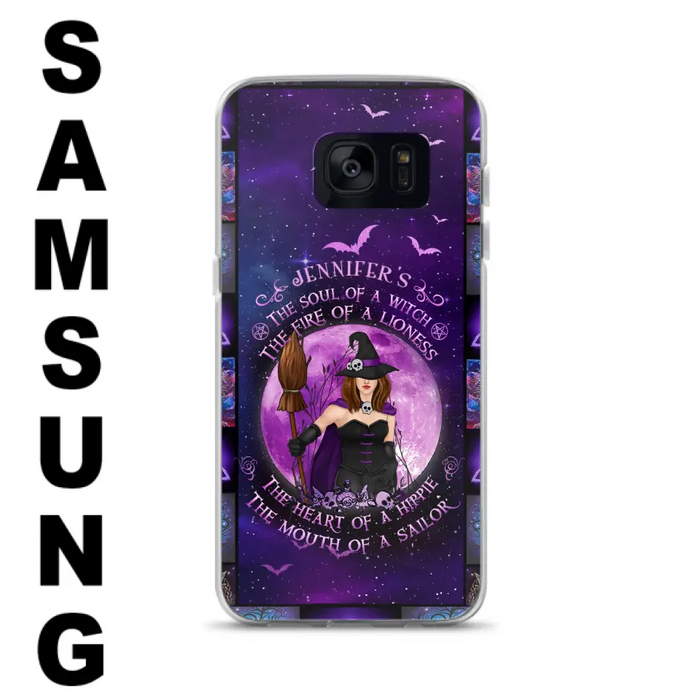 Custom Personalized Witch Purple Phone Case - Halloween Gift Idea - The Soul Of A Witch The Fire Of A Lioness - Case for iPhone/ Samsung