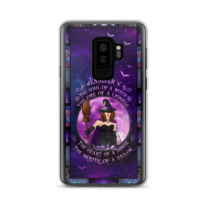 Custom Personalized Witch Purple Phone Case - Halloween Gift Idea - The Soul Of A Witch The Fire Of A Lioness - Case for iPhone/ Samsung