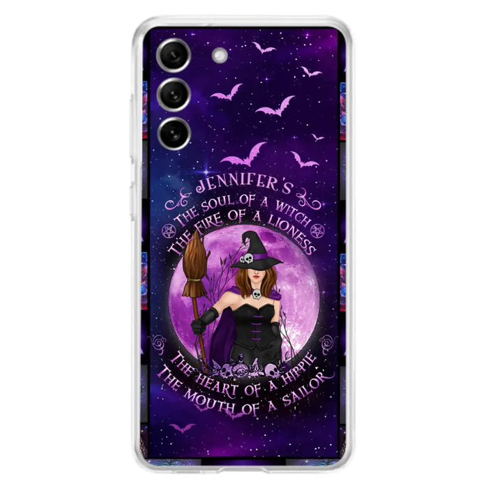 Custom Personalized Witch Purple Phone Case - Halloween Gift Idea - The Soul Of A Witch The Fire Of A Lioness - Case for iPhone/ Samsung