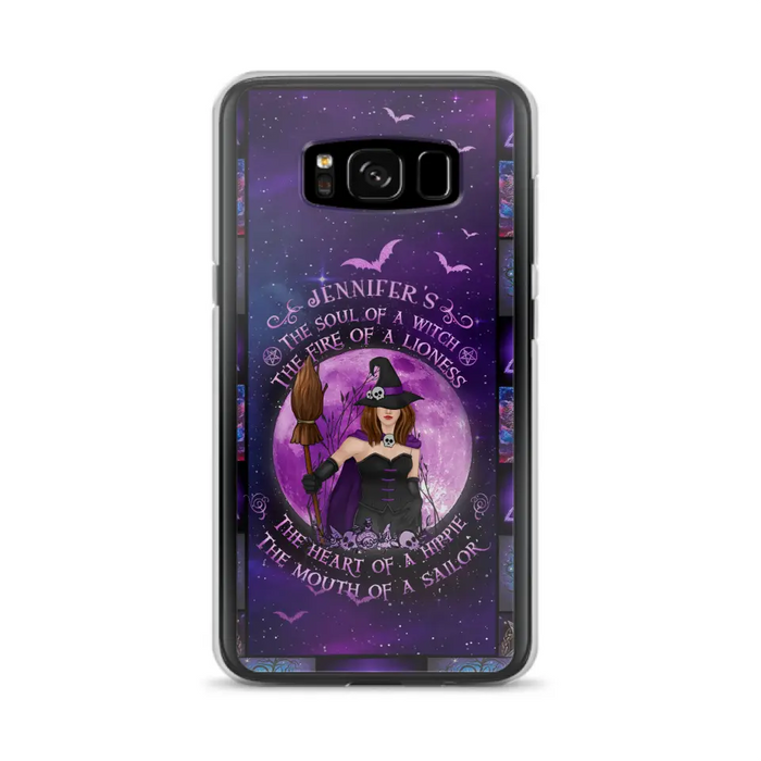 Custom Personalized Witch Purple Phone Case - Halloween Gift Idea - The Soul Of A Witch The Fire Of A Lioness - Case for iPhone/ Samsung