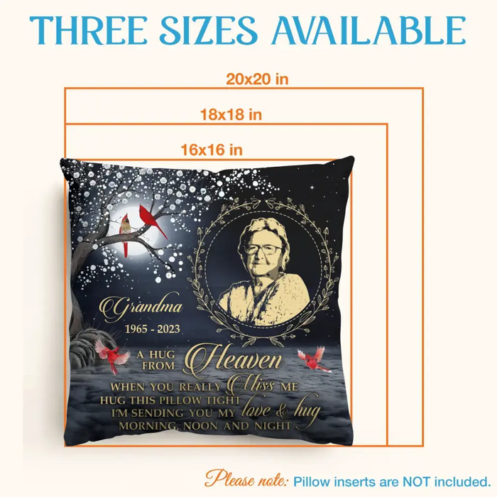 Custom Personalized Memorial Pillow Cover - Memorial Gift Idea - A Hug From Heaven When You Really Miss Me Hug This Pillow Tight