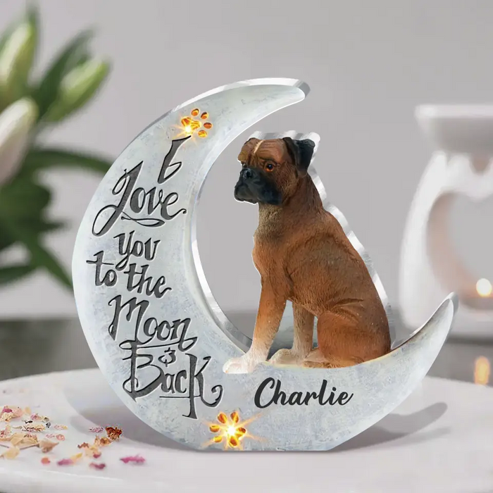 Custom Personalized Dog Acrylic Plaque - Gift Idea For Dog Lover - I Love You To The Moon And Back