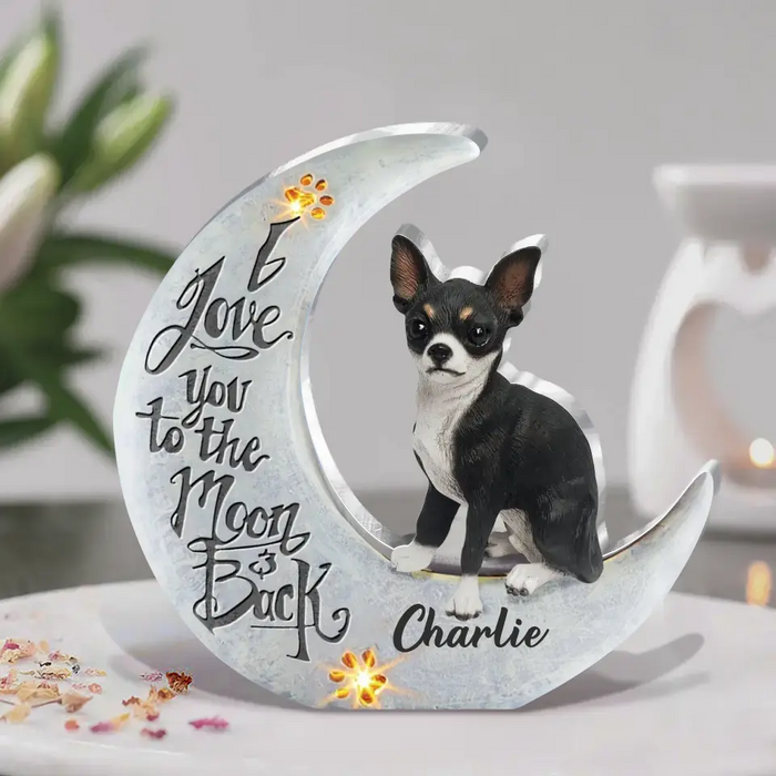 Custom Personalized Dog Acrylic Plaque - Gift Idea For Dog Lover - I Love You To The Moon And Back