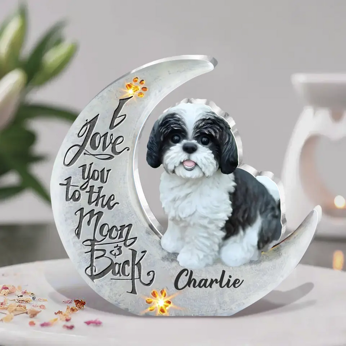 Custom Personalized Dog Acrylic Plaque - Gift Idea For Dog Lover - I Love You To The Moon And Back