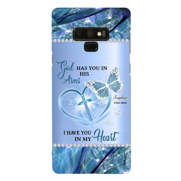 Custom Personalized Memorial Phone Case - Memorial Gift Idea For Family Member - God Has You In His Arms I Have You in My Heart - Case For iPhone/ Samsung