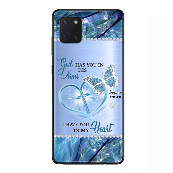 Custom Personalized Memorial Phone Case - Memorial Gift Idea For Family Member - God Has You In His Arms I Have You in My Heart - Case For iPhone/ Samsung