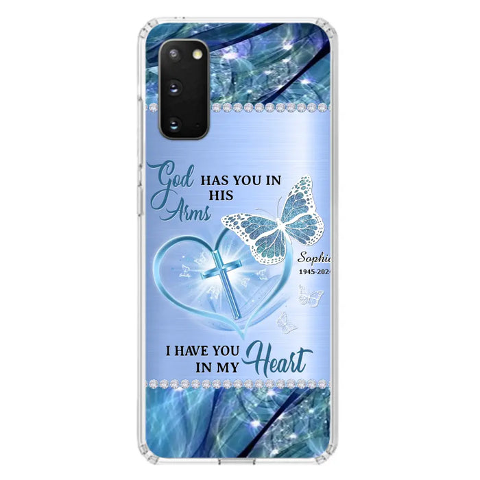 Custom Personalized Memorial Phone Case - Memorial Gift Idea For Family Member - God Has You In His Arms I Have You in My Heart - Case For iPhone/ Samsung