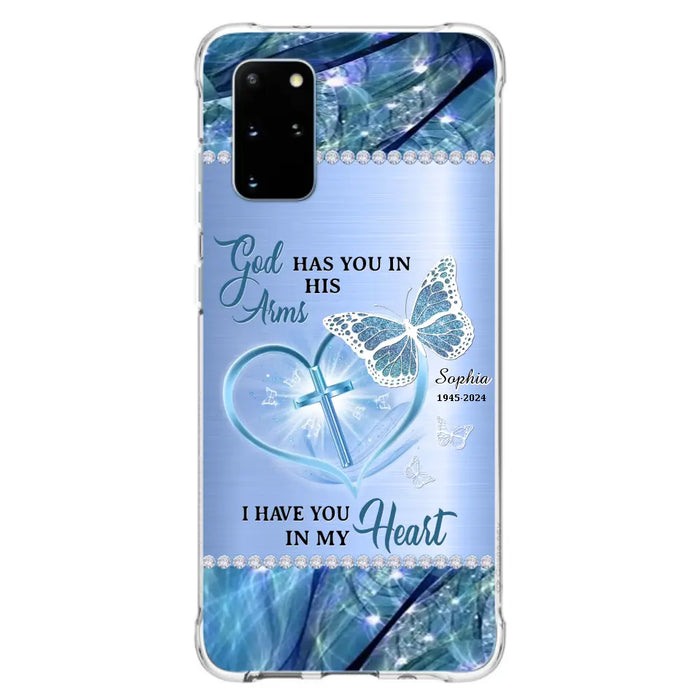 Custom Personalized Memorial Phone Case - Memorial Gift Idea For Family Member - God Has You In His Arms I Have You in My Heart - Case For iPhone/ Samsung