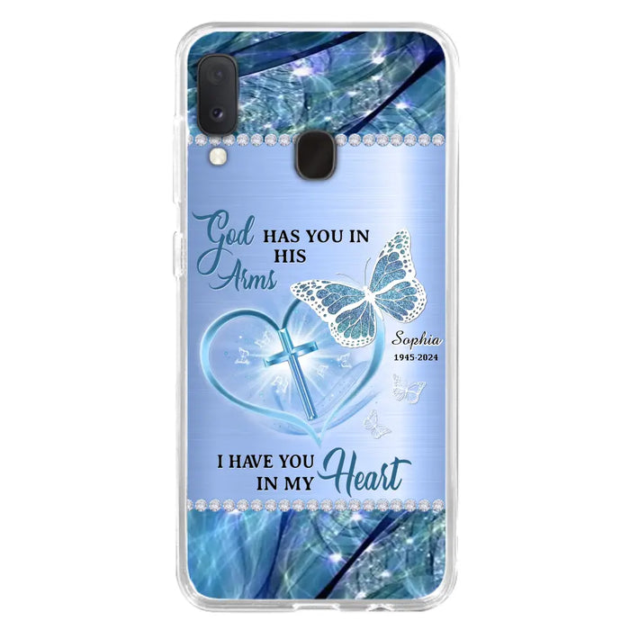 Custom Personalized Memorial Phone Case - Memorial Gift Idea For Family Member - God Has You In His Arms I Have You in My Heart - Case For iPhone/ Samsung