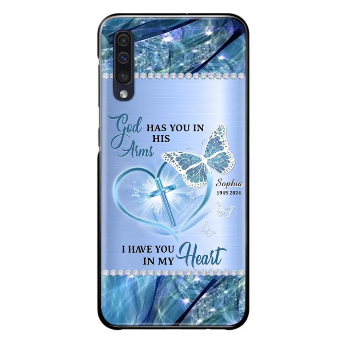 Custom Personalized Memorial Phone Case - Memorial Gift Idea For Family Member - God Has You In His Arms I Have You in My Heart - Case For iPhone/ Samsung