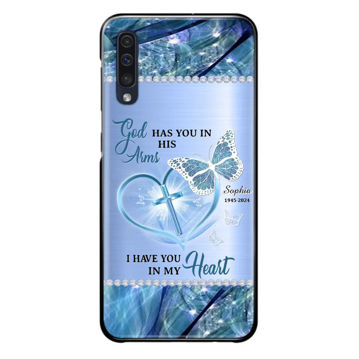 Custom Personalized Memorial Phone Case - Memorial Gift Idea For Family Member - God Has You In His Arms I Have You in My Heart - Case For iPhone/ Samsung