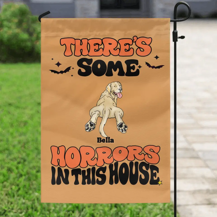 Custom Personalized Dog Flag Sign - Gift Idea For Family/ Pet Lover - Upto 7 Dogs - There's Some Horrors In This House