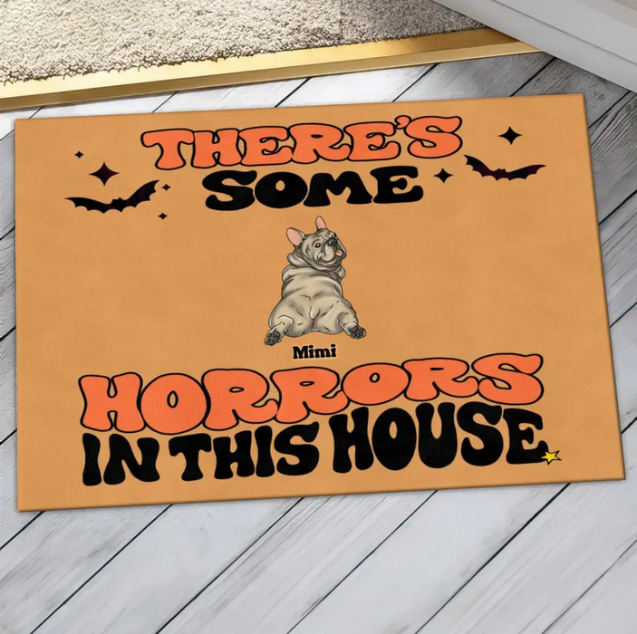 Custom Personalized Dog Doormat - Gift Idea For Family/ Dog Lover - Upto 7 Dogs - There's Some Horrors In This House