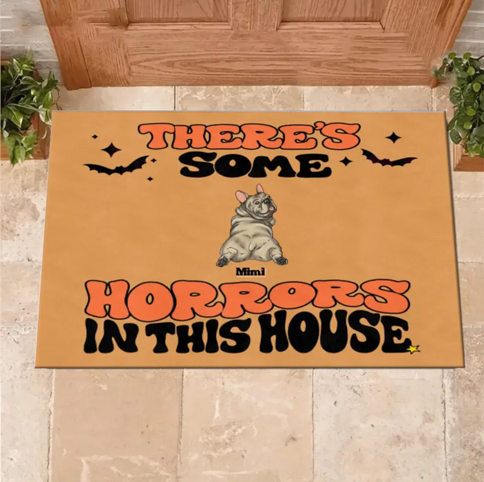 Custom Personalized Dog Doormat - Gift Idea For Family/ Dog Lover - Upto 7 Dogs - There's Some Horrors In This House