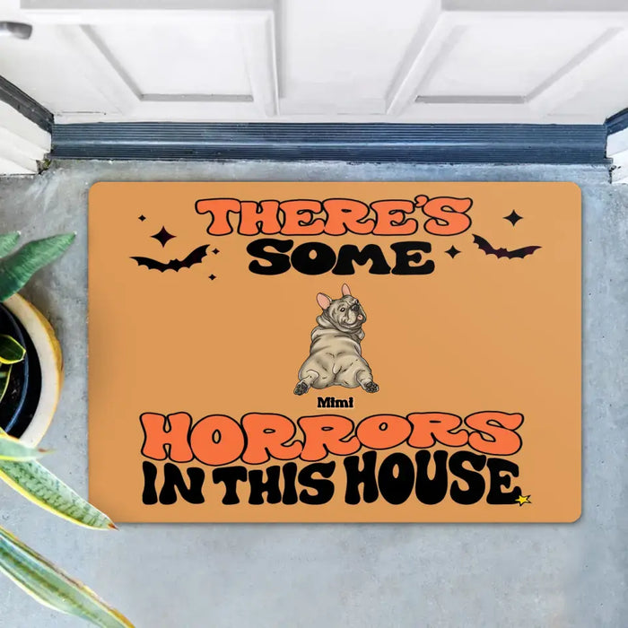 Custom Personalized Dog Doormat - Gift Idea For Family/ Dog Lover - Upto 7 Dogs - There's Some Horrors In This House