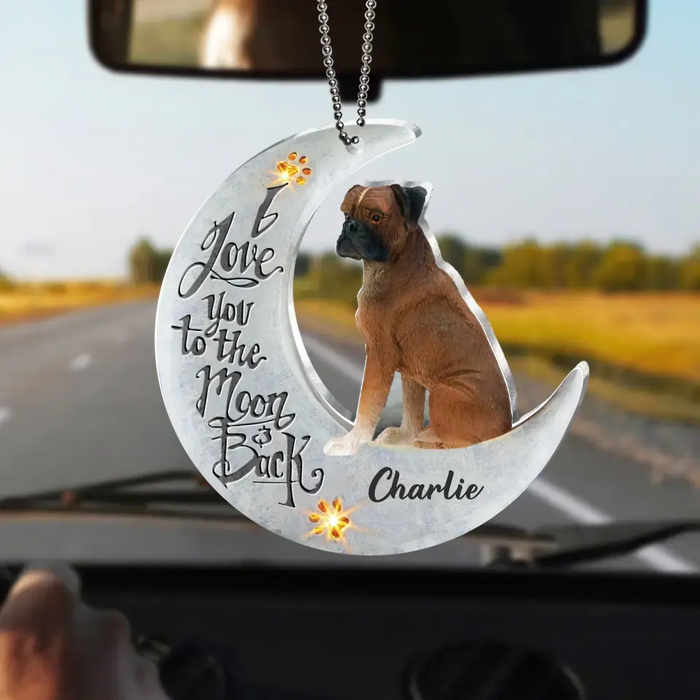 Custom Personalized Dog Acrylic Ornament - Gift Idea For Dog Lover/ Christmas - I Love You To The Moon And Back