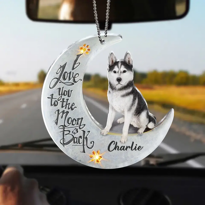 Custom Personalized Dog Acrylic Ornament - Gift Idea For Dog Lover/ Christmas - I Love You To The Moon And Back