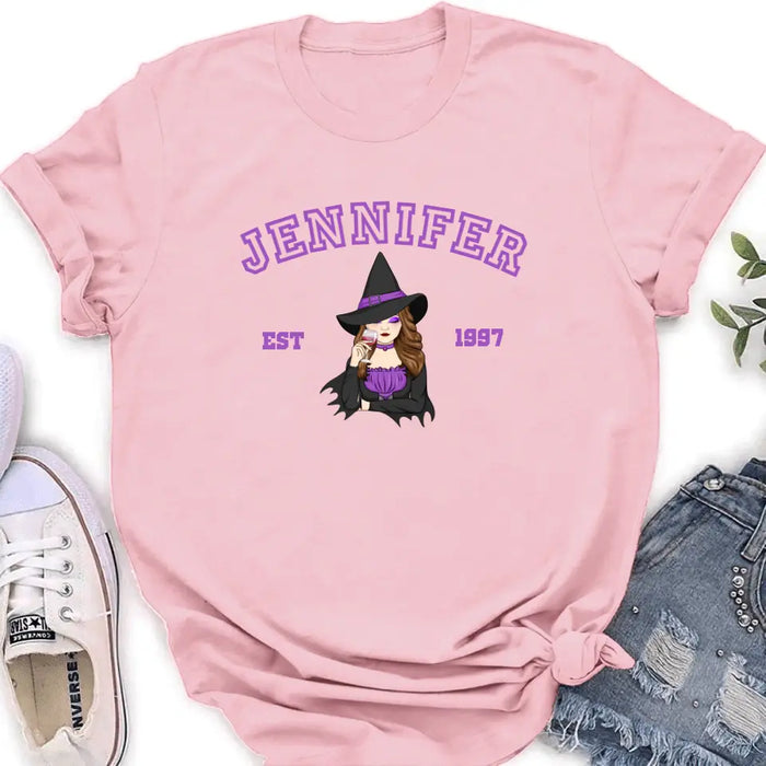 Custom Personalized Witch T-shirt/ Long Sleeve/ Sweatshirt/ Hoodie - Custom Name - Halloween Gift Idea For Witch/ Bestie