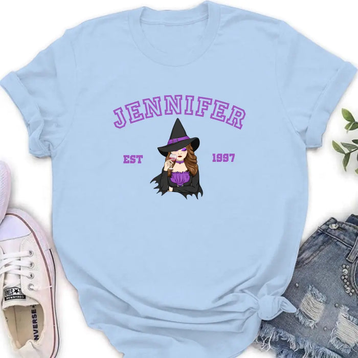 Custom Personalized Witch T-shirt/ Long Sleeve/ Sweatshirt/ Hoodie - Custom Name - Halloween Gift Idea For Witch/ Bestie